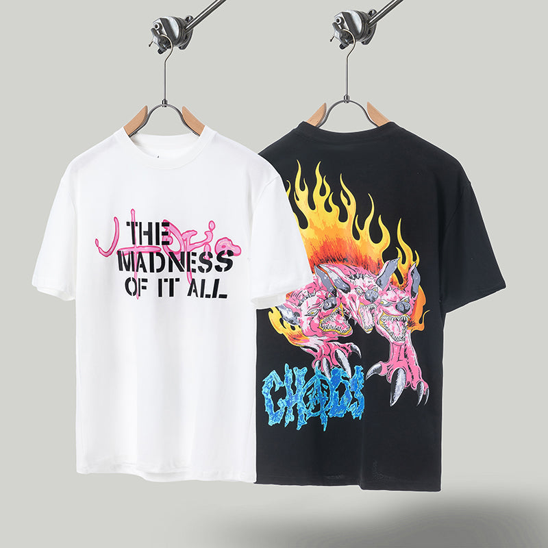 Travis Scott T Shirts Cactus Jack x Utopia Utopia joint name flame dog short sleeve