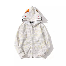 Bathing Ape Bape Hoodie Double Hat Luminous Camouflage Cardigan Zip Hooded Velvet Shark
