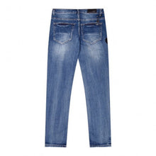 Amiri Jeans Blue Ripped Letter Embroidered Jeans