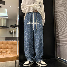 Men Jeans Vintage Embroidered Jeans Men's Autumn Loose Straight Wide-Leg Pants