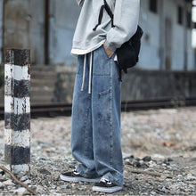 Men Jeans Retro Workwear Jeans Straight Loose plus Size Autumn and Winter Wide-Leg Pants