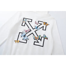 Off White hoodie Butterfly Alphabet Arrow Pattern Pullover Hood