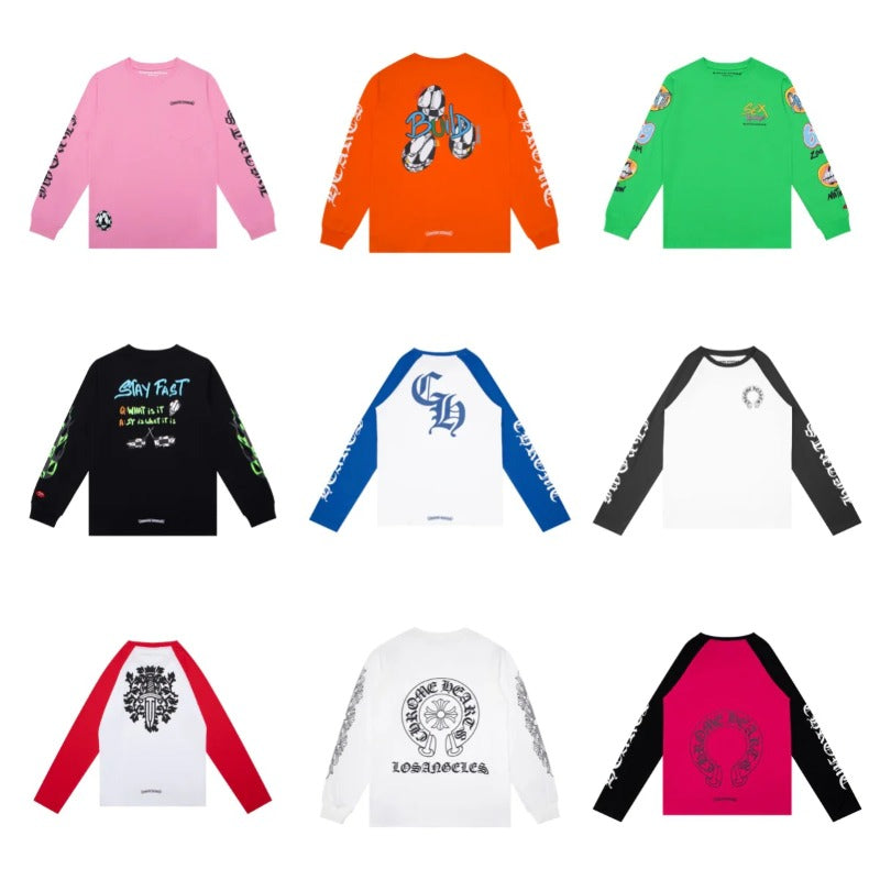 CHH Chrome Heart Long Sleeve Shirt Unisex Fashion Loose Long Sleeve Shirt