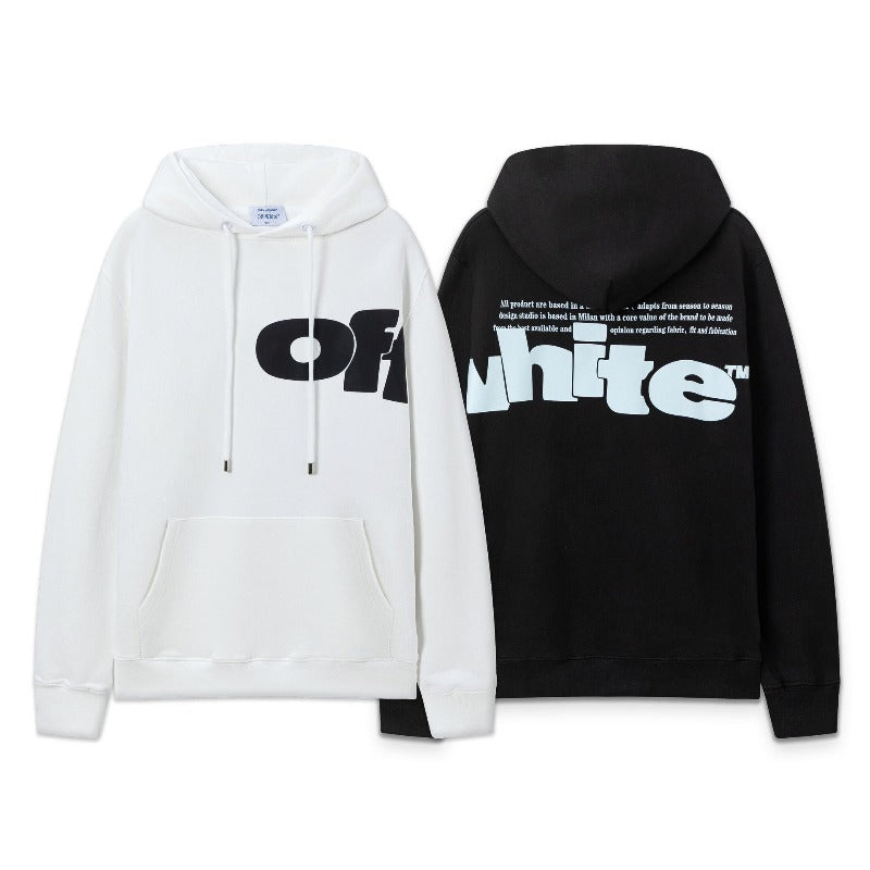OW three-dimensional letter print pattern pullover hooded sweater