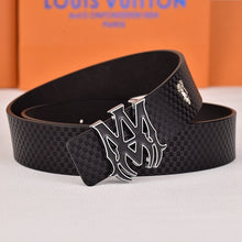 Amiri Belt Black small checkered pattern Golden deer logo