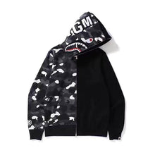 Bathing Ape Bape Hoodie Camouflage Stitching Sweatshirt Luminous Hooded Zipper Fleece Jacket