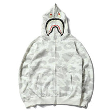 Bathing Ape Bape Hoodie Black and White Luminous Shark Coat Looped Fabric Hooded Shark Sweater Shark Embroidered Hoodie