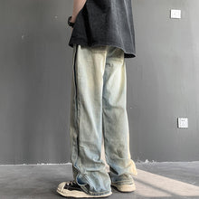 Men Jeans Retro Patchwork Jeans Men's Summer Straight-Leg Trousers