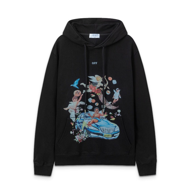 OW Car Angel Pattern Pullover Hooded Sweater