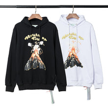 Off White hoodie New volcanic eruption personalized print casual loose hoodie