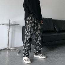 Men Jeans Straight Wide-Leg Pants Casual Loose Washed-out Denim Trousers