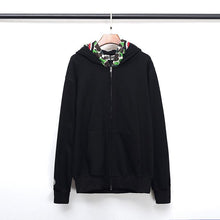 Bathing Ape Bape Hoodie Fall/Winter Double Hood Camouflage Shark Head Zipper Fleece Padded Coat Sweatshirt