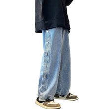Men Jeans Casual Wide-Leg Pants Loose Breasted Trousers