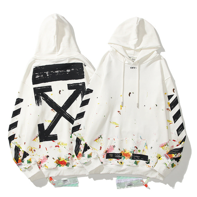 Off White hoodi plant pattern splash ink print