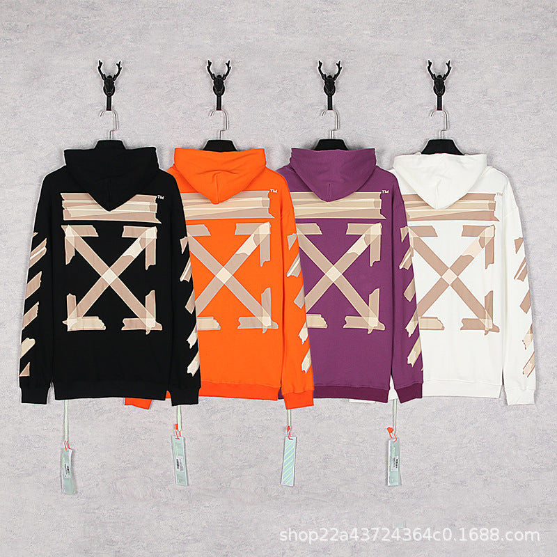 Off White hoodie Classic Arrow Strip Sleeve Hooded