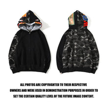 Bathing Ape Bape Hoodie Autumn and Winter Camouflage Shark Double Hood Sweatshirt Couple Coat Hip Hop Men and Women