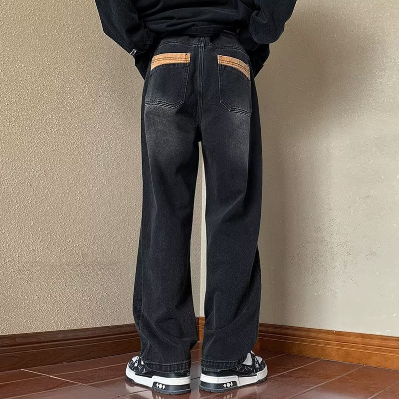 Men Jeans Loose Straight Wide Leg Pants