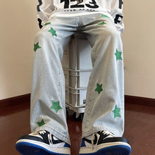 Men Jeans XINGX Embroidered Jeans Men's Loose Hiphop Straight-Leg Pants