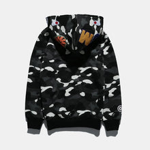 Bathing Ape Bape Hoodie Autumn and Winter Men's Shark Luminous Camouflage Brushed Shark Sweater Men's Hooded Casual Coat