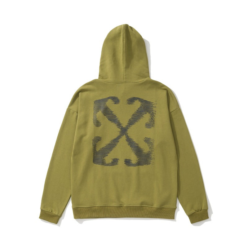 OW Graffiti Arrow Pattern Pullover Hooded Sweater