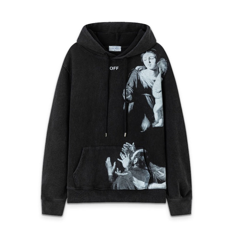 OW portrait oil painting pattern pullover hooded sweater