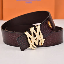 Amiri Belt dark brown crocodile pattern Golden deer logo