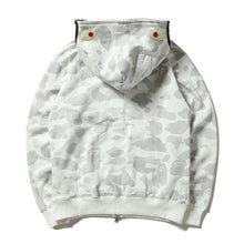 Bathing Ape Bape Hoodie Black and White Luminous Shark Coat Looped Fabric Hooded Shark Sweater Shark Embroidered Hoodie