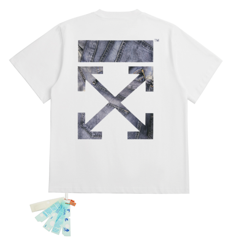 OFF WHITE T SHITRS High-quality 100% pure cotton streetwear Denim Print