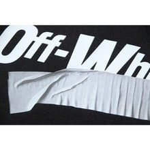 OW tape printed pattern pullover hooded sweater