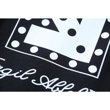 OW letter arrow pattern pullover hooded sweater