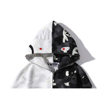 Bathing Ape Bape Hoodie shark head black and white luminous color matching sweater