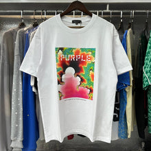 Purple T Shirts Brocade Safflower Green Plant Printing Cotton Casual Short Sleeve Men and Women
