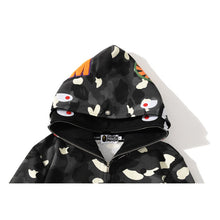 Bathing Ape Bape Hoodie Double Hat Luminous Camouflage Cardigan Zip Hooded Velvet Shark