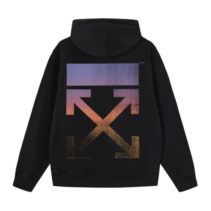 OW gradual change arrow print pattern pullover hooded sweater