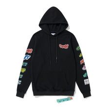 Off White hoodie Slogan Cartoon Arrow Pattern Pullover Hood
