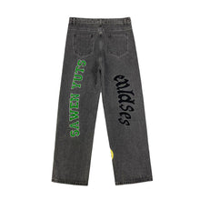 Men Jeans Embroidered Jeans Straight Oldschool Trousers