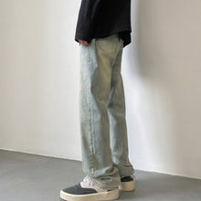 Men Jeans Washed Worn Jeans Male Hiphop Baggy Straight Trousers