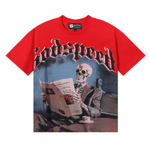 Godspeed T Shirts Newspaper Skull Printing Cotton Casual Short Sleeves Men and Women