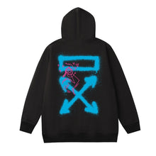 OW cartoon inkjet arrow pattern hooded sweater