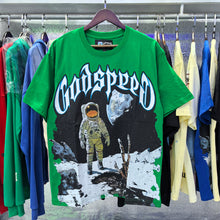 Godspeed T Shirts Astronaut Moon Landing Print Cotton Casual Short Sleeve Men and Women