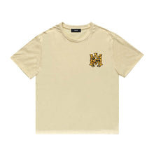Amiri T Shirt Tiger Pattern Letter Print Casual round Neck Short Sleeve T-shirt