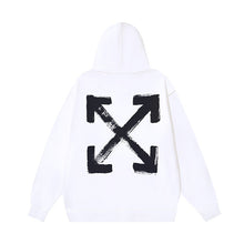 OW Hand-Painted Arrow Pattern Printed Hooded Sweatshirt