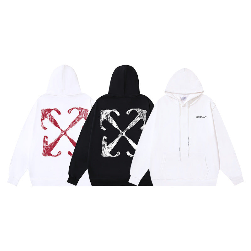 OW retro arrow print hooded sweater