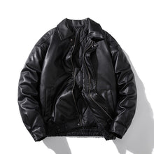 Mens Vintage Jackets Vintage PU Leather Jacket Padded Pilot Bike Leather Jacket