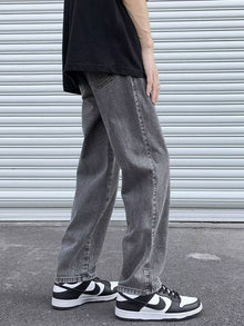 Men Jeans Smoky Gray Jeans Summer Baggy Straight Trousers