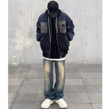 Men Jeans Retro Washed Distressed Loose Straight Jeans