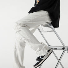 Men Jeans Black Jeans Men's Spring and Autumn Straight-Leg Pants Ripped Leisure Trousers