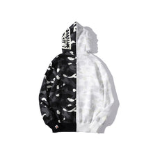 Bathing Ape Bape Hoodie shark head black and white luminous color matching sweater