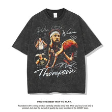 Nba T Shirt Thompson Basketball Star Short Sleeve T-shirt Retro Washed Distressed