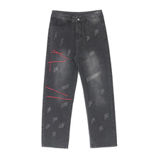 Men Jeans Washed Jeans Men's Winter Retro Straight-Leg Pants